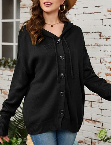 Women's Casual Cardigan V Neck Button Down Hooded Sweaters Long Sleeve Hoodies Outfits3