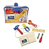 Kidoozie Little Builder Tool Belt - Includes Belt with Pockets, Pretend Hammer, Pliers, Wrench, Screwdriver with 2 Bits, and Level - Ages 2 and Up