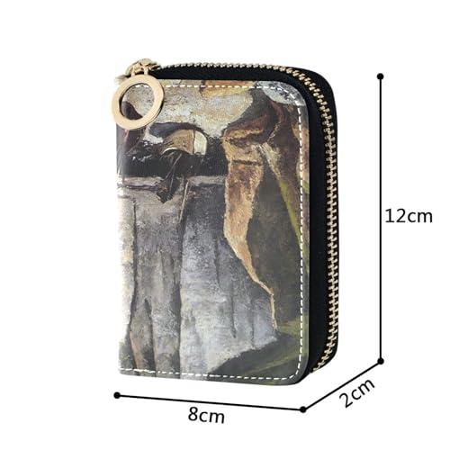 GAIGEO Zippered Wallets for Women Leather Card Holder Wallets RFID Blocking Gustave Courbet Cliffs Prints Zipper Card and Cash Holder3