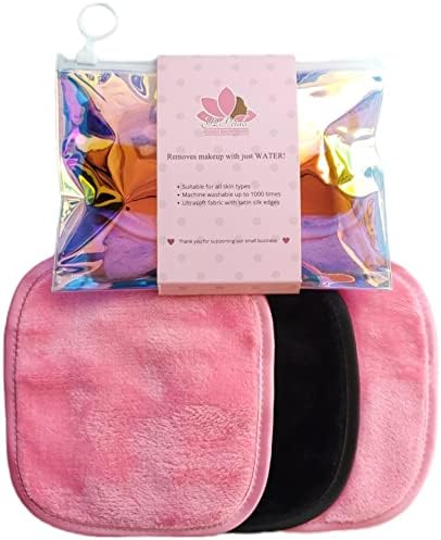 Y2Petals Reusable Makeup remover cloths, makeup remover towels, reusable makeup remover pads, makeup remover cloth, face cloths, face cloths, face wash cloths for your faceholographic pouch, Set of 3 (6*6 inch)