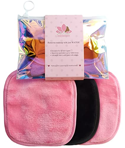 Y2Petals Reusable Makeup Remover Cloths, Makeup Remover Towels, Reusable Makeup Remover Pads, Makeup Remover Cloth, Face Cloths, Face Cloths, Face Wash Cloths For Your Faceholographic Pouch, Set Of 3 (6*6 Inch) #TOP22