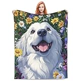 PXLNJHO Great Pyrenees Blanket Gifts for Women Men Adults Dog Lovers, Great Pyrenees Plush Fleece Throw Blankets, Cozy Soft Warm Bedding Decor for Sofa Living Room Travel 50"x60"