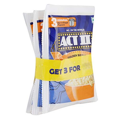 Image of Act II Instant Popcorn - Golden Sizzle, 60g (Pack of 3)