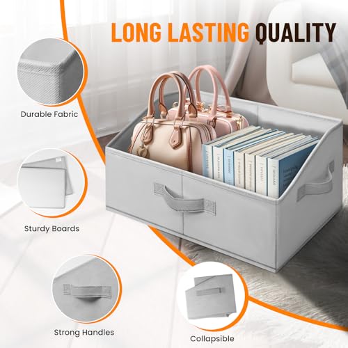 Criusia Closet Organizers Bins 4 Pack - Large Collapsible Shelf Organizer with Handles - Fabric Trapezoid Home Organization and Storage Baskets for Organizing Clothes Toy Blanket Towel Purse Hats by Criusia - Image 5