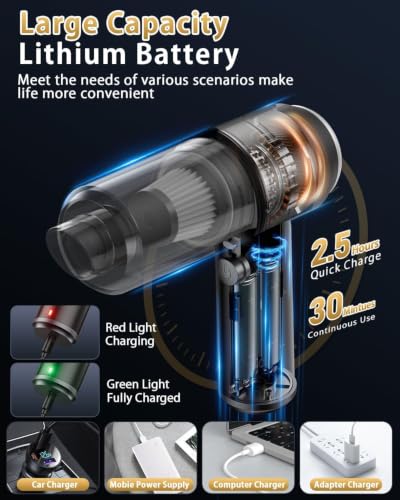 Image of Svoko 4-in-1 Portable Vacuum Cleaner for Car Use,10000Pa Powerful Suction, Rechargeable Battery, Brushless DC Motor, Low Noise, for Home, Car Small Handheld Vacuum Cleaners for Dust