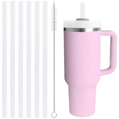 Image of Replacement Straw Compatible with 40 oz Stanley Quencher Tumbler, 12 Inch Extra Long Reusable Plastic Straws for 40 Oz Cup, White-6 Pack