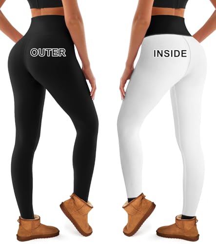 Bluemaple Women's Fleece Lined Leggings High Waisted Tummy Control Thermal Warm Winter for Women Workout Yoga Pants2