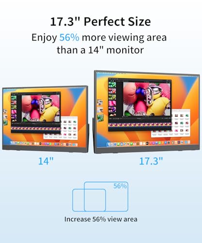 Image of 17.3 inch Wireless Portable Monitor for Laptop with Battery, 2.5K IPS | AirPlay & Miracast, Up to 3.5H Battery, Works with Laptop /Phone /Tablet, Auto-Rotation, Second Screen for Travel /Office /Home