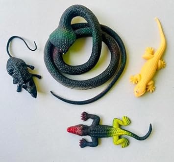 VEDY Realistic Rubber Animal Toys Set, Snake Mouse Lizard Collection, Educational Play Set for Kids