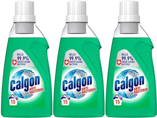 Calgon Antibacterial Washing Machine Cleaner & Water Softener Gel 750ml Pack of 3 Kills 99.9 percent of Bacteria in Your Washing Machine Limescale and Rust Remover Deep Clean 45 Washes