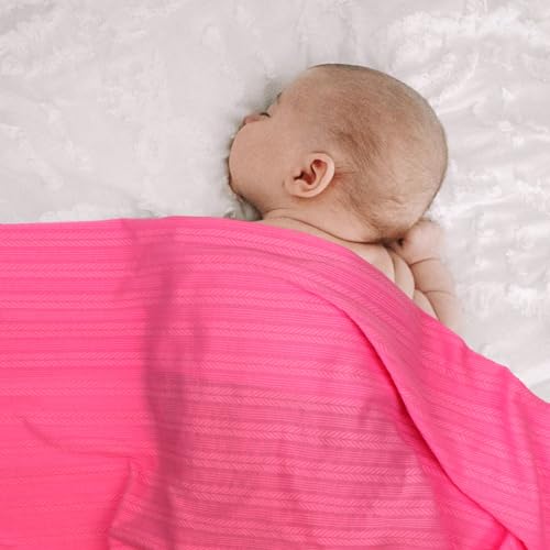 Image of DRESHOW BQUBO Newborn Receiving Blanket Toddler Warm for Girls with Bow Hat and Bow Headband Shower Gift