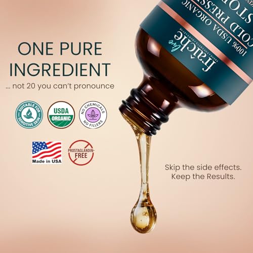 Image of Castor Oil Cold Pressed Glass Bottle - Organic Castor Oil Eyebrow Eyelash