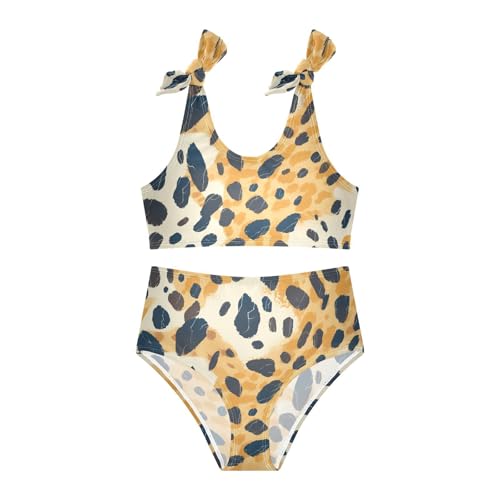 Abstract Leopard Cheetah Skin Shapes Girls' Two Piece Kids Bikini Set Quick-Dry Swimsuit Swimming Suits Adjustable Strap3