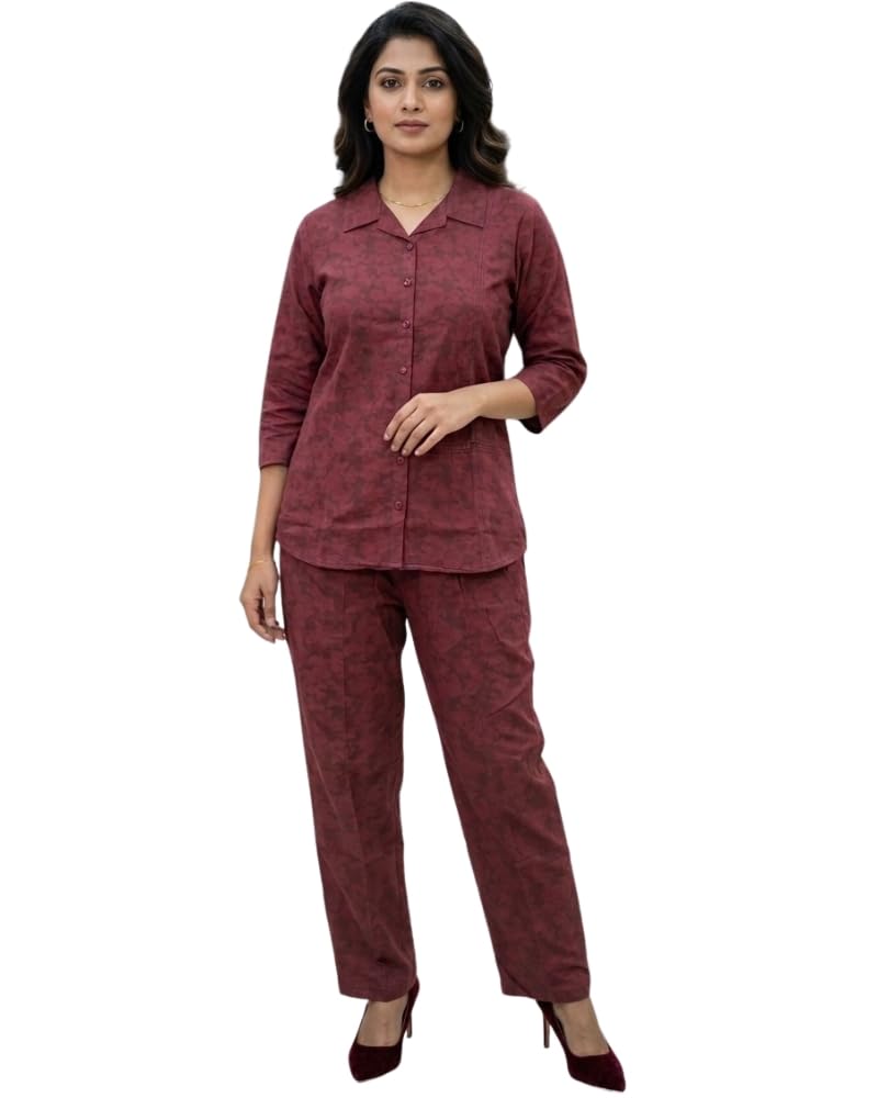 Women Printed Co ord Set Shirt And Straight Pant Fabric cotton Summer Co-ord Set-image-19