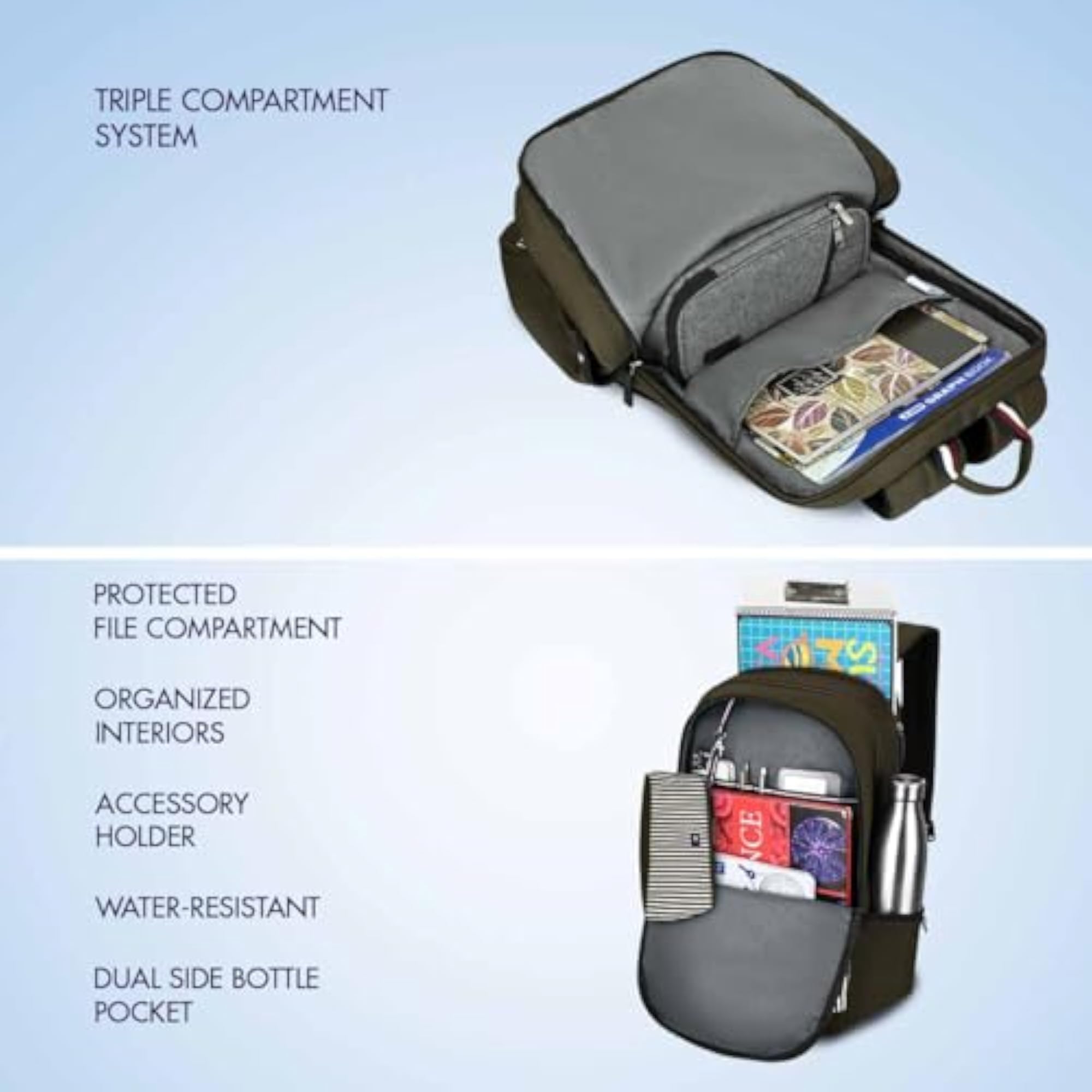 Water-Resistant Backpack for Teens, Edge Design with Pencil Pouch
