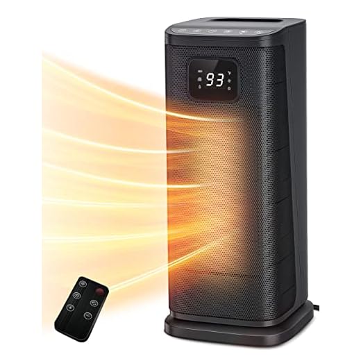 KopBeau Oscillating Space Heater for Indoor Use,1S Fast Heating, Electric & Portable Heater w/ Thermostat, 1500W Ceramic PTC Room Heater with 4 Modes, 24H Timer, LED Display, Safe for Office Use