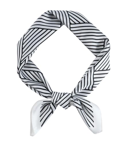 GERINLY Stripe Neckerchief for Men, Minimalism Square Scarf with Lines Pattern, Classic Bandana Silk Feel