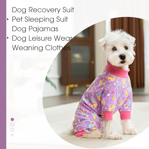 Image of Dog Surgery Recovery Suit for Small Dogs, 4-Legged Dog Onesie After Surgery with Back Snaps, Breathable Cotton Spay and Neuter Bodysuit for Female and Male Dogs