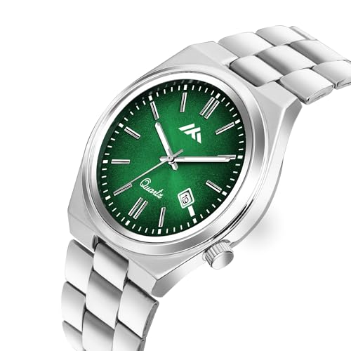 Image of PAPIO Men's Quartz Analogue Watch, Silver Stainless Steel Band, Round Dial with Date Display