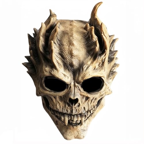 Utaomld Latex Ghost Skull Mask Horror Scary Cosplay Costume Halloween Dress Up Adult Teens Full Head Masks Creepy Costumes Party Props