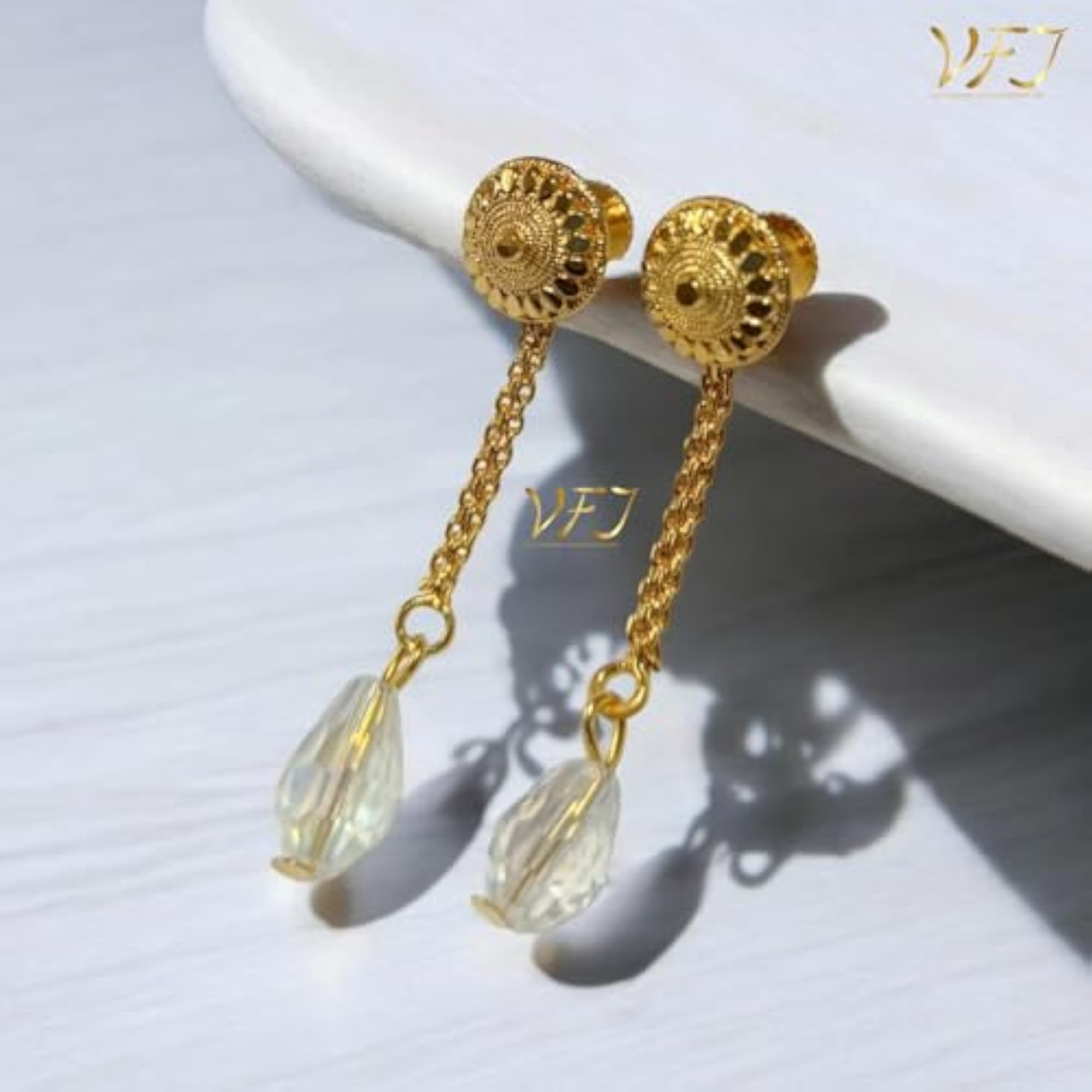 Elegant Plastic Pearl with Diamond Drop Earrings