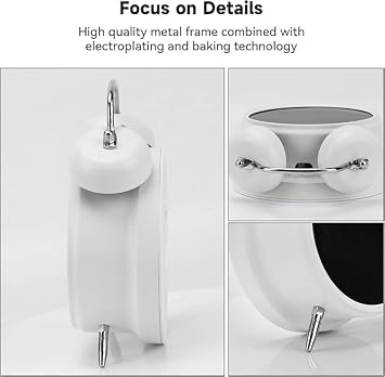 Coverzone Çift Çanlı Dijital Alarm Saati – 70dB Yüksek Sesli, LED Ekranlı, Sıcaklık ve Tarih Gösterimli, Sessiz Çalışma, Gece Işıklı, Sesle Kontrol, Retro & Modern Tasarım | HL-8891A - Beyaz