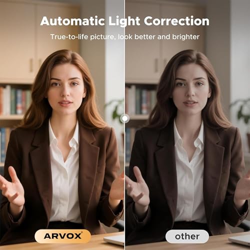 Image of ARVOX 2026 4K Webcam for PC & Laptop, Sony-Sensor, Privacy Shutter, 4K@30FPS & 1080P@60FPS, 360 Rotation, Autofocus, Built-in Microphone, USB Plug & Play for Video Calls, Streaming & Online Meetings