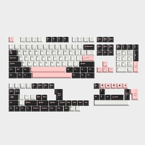 Image of Pink Dye-sub Keycaps, 163 Keys Cherry Profile, Double Shot Keycaps Set, Custom Key caps for MX Switches Mechanical Keyboard(Olivia)