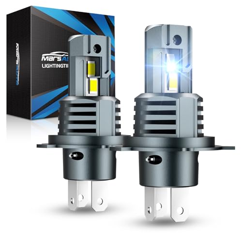 Marsauto H4 Bulbs, 800% Super Bright H4 Light Bulbs, 48000LM 1:1 Mini M1S 9003 Driving Light, 20000RPM Cooling Fan 9003 Fog Light, IP68, 3MIN Play and Plug, Pack of 2
