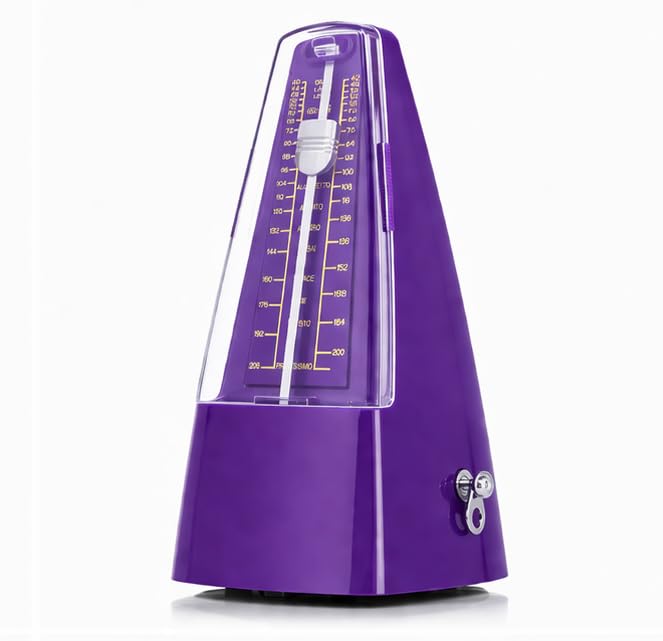 Image of Perlman Traditional Wind Up Mechanical Metronome for Piano Guitar Bass Drum Violin and Other Musical Instruments (Purple)