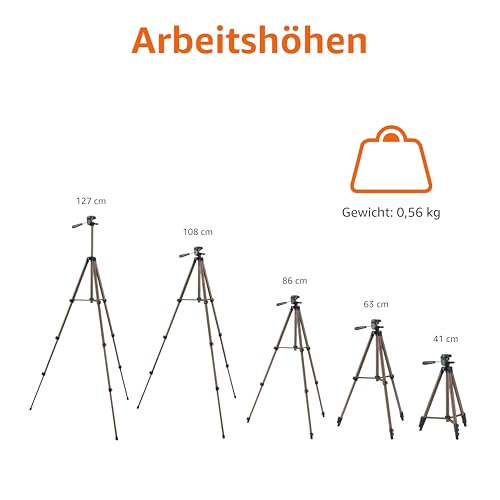 Amazon Basics Kamerastativ, 127,0cm/50,0in, Leicht, mit Tasche, Höhenverstellbar, für DSLR-Kameras, Champagnerfarben