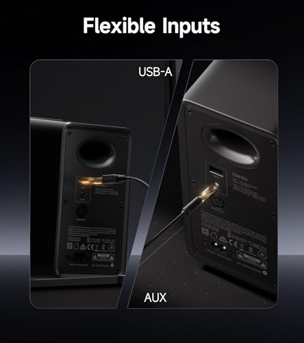 Image of Edifier QR30 2.0 Desktop Active Speaker, Compact Bluetooth V5.4 Computer Speakers, Wireless Bookshelf Speaker, 30W (RMS), 3.5mm AUX & USB-A Wired Input, Dynamic Light Effects, App Control, Black