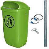 BRB Récipient de déchets d'extérieur 50 litres selon la norme DIN 30713 dans un ensemble complet avec poteaux galvanisés
