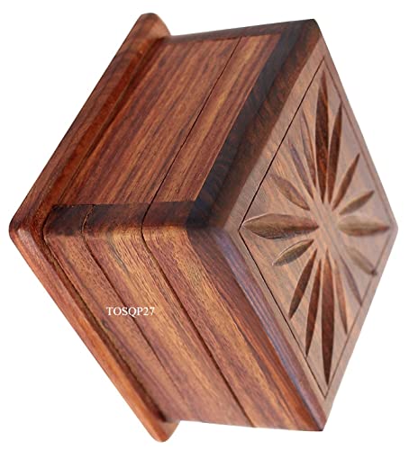 Image of TOSQP27 Secret Box Brainteaser Puzzle Case Trick Opening Storage Organiser Unique Artisan, Girlfriend, Men
