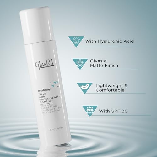 Image of Glam21 Make-up Fixer Spray - Keeps Makeup Intact with a Sparkly Texture | Lightweight & Long-lasting with Hyaluronic Acid & SPF 30 | Flawless Look | Dermatologically Tested