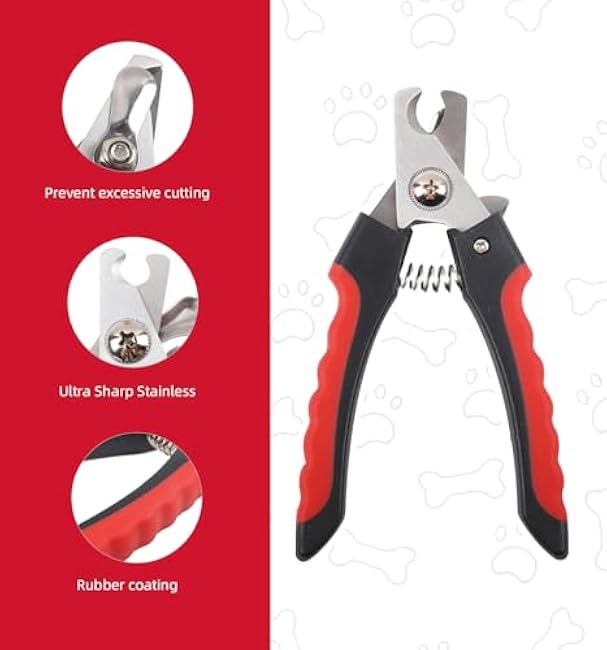 QMWG 12 X 4 CM Dog Nail Clippers for Small Dogs, Ultra Sharp Stainless Cat Nail Clippers with Guard for Large to Medium Dogs, Cats, Rabbits and Guinea Pigs, Free Nail File-89QjBAio