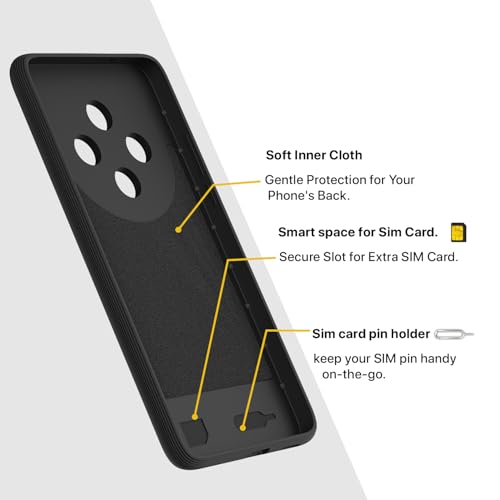 Image of Pikkme Back Cover for Vivo T4 5G / iQoo Z10 5G Soft Grip 3D Hexa Cube Texture Silicone Bumper Case (Black)