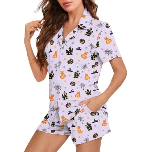 Image of Women's Short Sleeve Sleepwear Pajamas Nightwear with Pockets | skin-friendly breathable material resists pilling fading and deformation after repeated washing