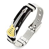 MetaDIY Stainless Steel Adjustable Wrist Cuff Music Guitar Bracelets For Men Women Bangle Wristband