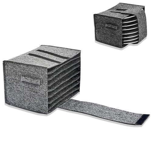 Yharnamite Camping Tableware Storage Felt Bag with Dividers, Motorhome Cupboard Storage Kitchen Accessorie Dinnerware Storage Bag for Motorhome, Caravan, Mobile Home, Camping, Kitchen (A)