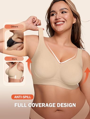 Image of LetsJoli Bras for Women Supportive Wireless Push Up Bra Full Coverage No Underwire Seamless Plus Size for Older Women