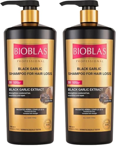Shampoing anti-chute Bioblas à l'ail noir : stop cheveux clairsemés lot de 2x1000ml