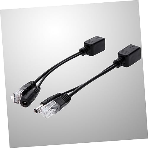 2PCS POE Splitter Adapter Cable de conexión de cobre completo para Ethernet negro Compatible con inyectores POE para redes y oficina en casa miniatura 3