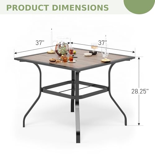Image of PHI VILLA 37 inch Patio Table for 4, Metal Table w /Polywood Top