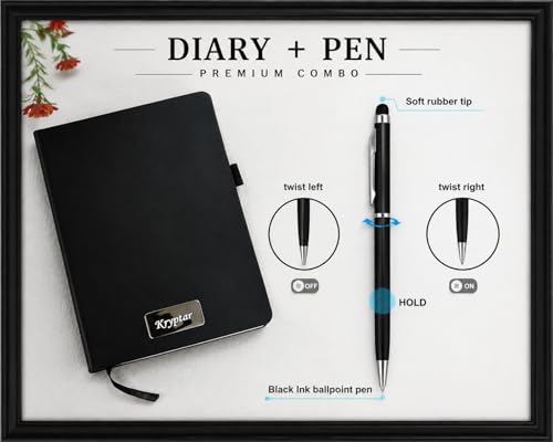 Image of KRYPTAR Personalized Diary & Pen Combo - Custom Name Engraved A5 Leather Finish Notebook (192 Pages) with Premium Ball Pen | Elegant Executive Gift Set for Corporate Gifting, Professionals, Students & Special Occasions