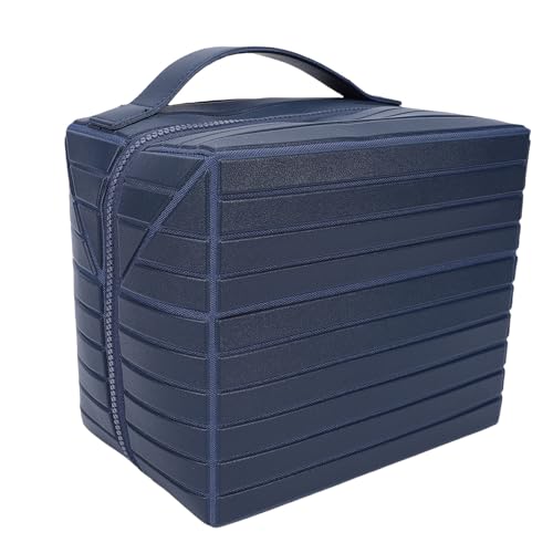 Denash Foldable Makeup Bag, Large Travel Cosmetic Case, Navy