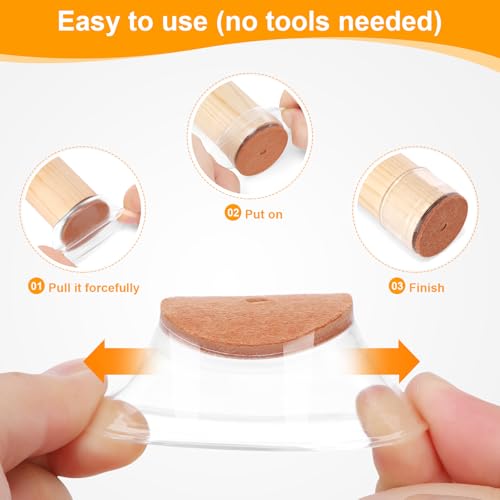 Image of CHUNZEXI 16 Pack Chair Leg Floor Protectors for Hardwood Floors, Silicone Felt Covers Pads Caps, Protect Wood Furniture Feet Floors Noise Reduce and Scratch (Universal Large)