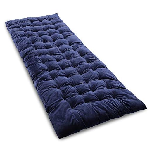 CAMPMOON Camping Cot Pads Mattress for Adults, Comfortable Thicken 3 inches Cotton Sleeping Cot Pad Mattress, XL Wide Cot Pads with Waterproof Bottom, 75"x28", Navy Blue