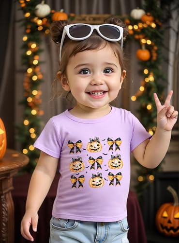 Girl Halloween Shirt Bow/Pumpkin T-Shirt Top Fall Halloween Outfit 3-8 Years2
