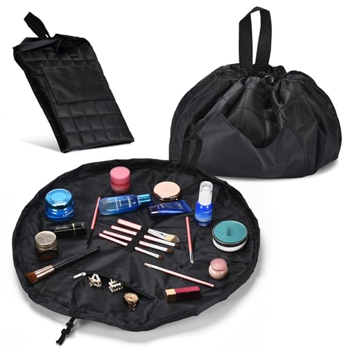 Tranquil Beauty Cosmo Travel Makeup Bag with Drawstring - Waterproof Cosmetic Organizer for Brushes, Make Up Kit & Toiletry Women Compact Organiser Bag for Travel, Gifts, and Daily Use